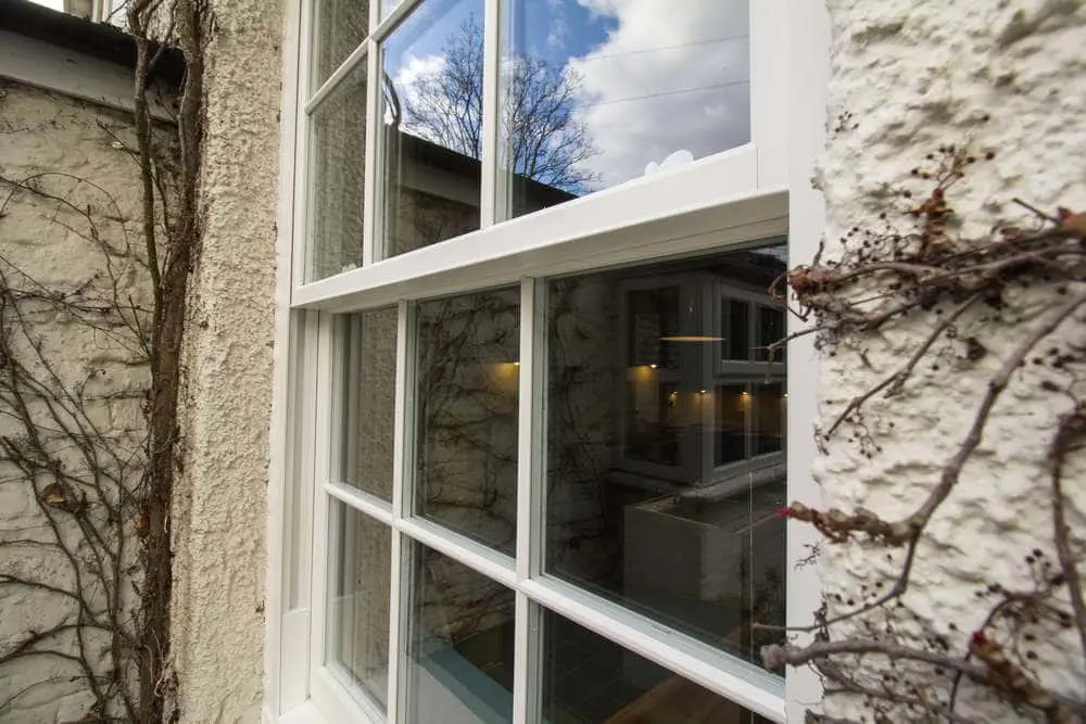 Close up of smaller UPVC sash window.