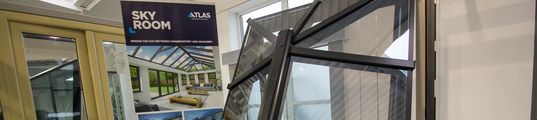 Aluminium roof lantern installed in our Heswall showroom in anthracite grey (RAL 7016)