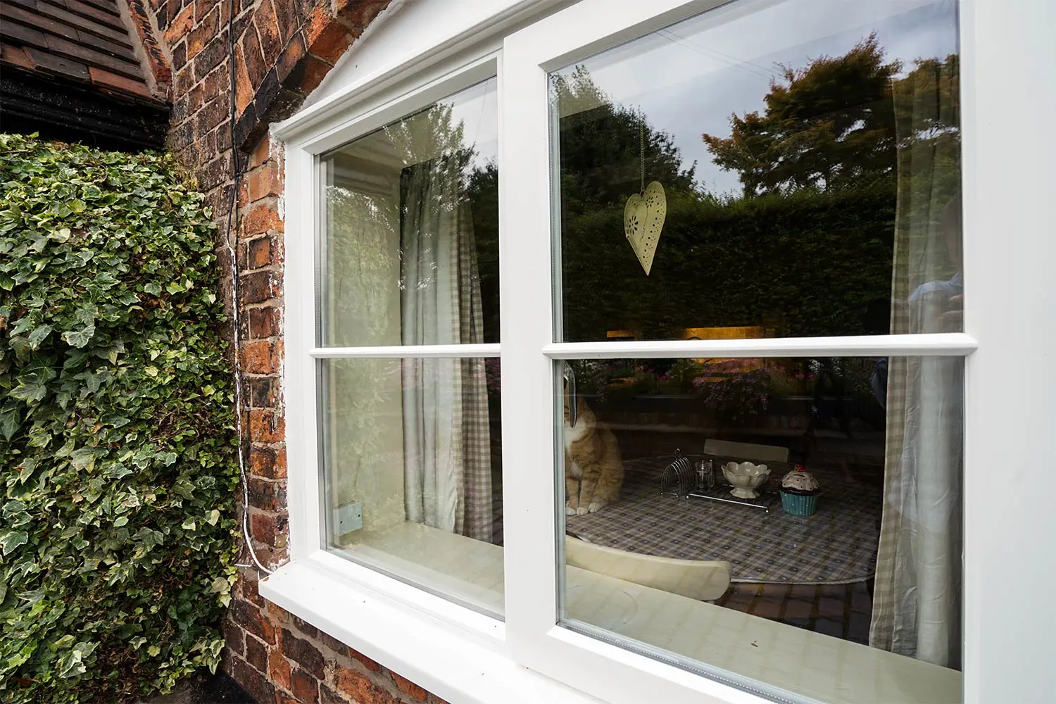 Close up showing timber window external details.