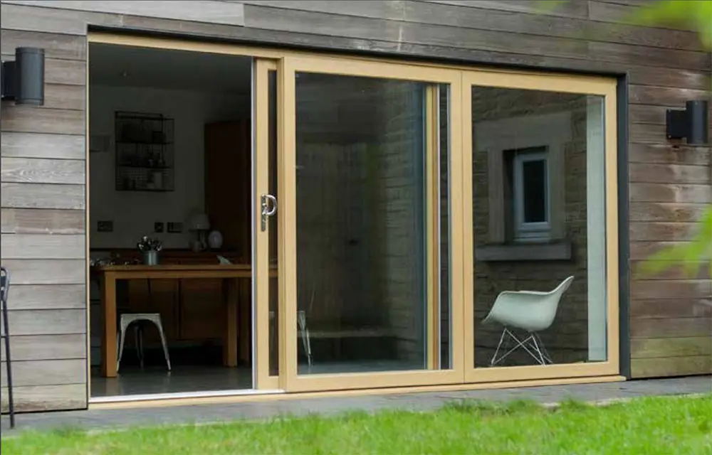 Irish Oak sliding door in UPVC