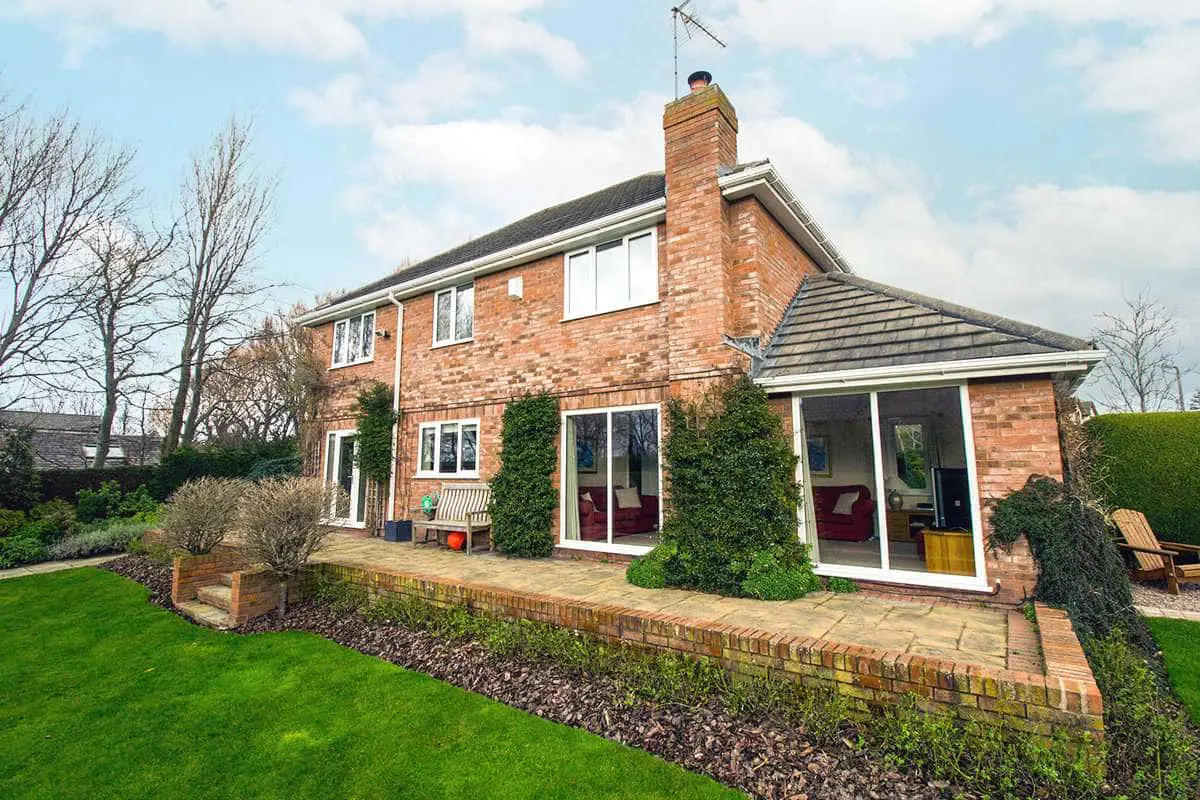 Rear shot of house after complete replacement of all windows and doors in using modern UPVC frames.