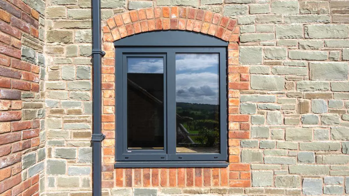 Close up of an Internorm windows in Anthracite Grey.