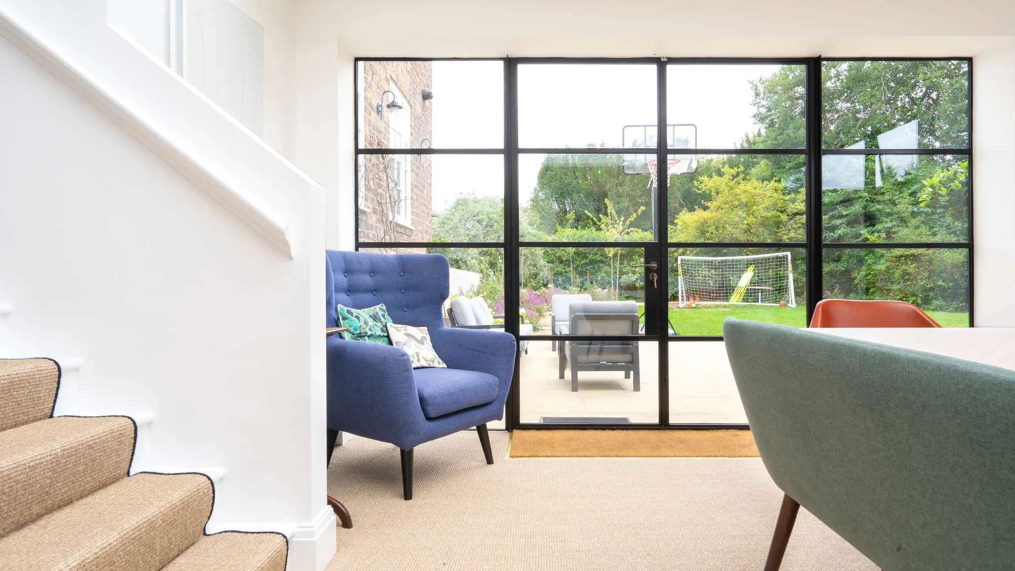 Internal view of Crittall screen in garden room extension.