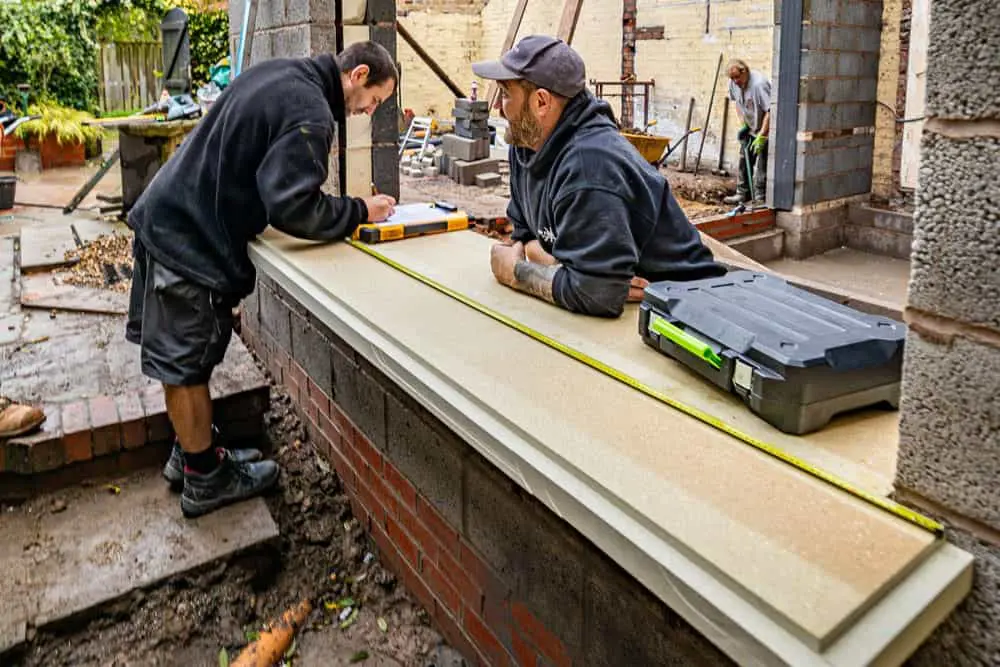 Building the Oriel window base.