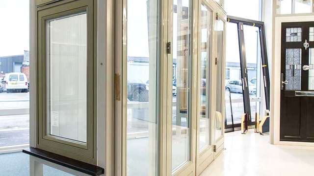 Rationel french doors on display in our Heswall showroom.